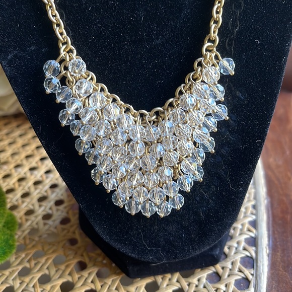 J Crew Factory gold toned necklace with dangling crystals. - Picture 2 of 5